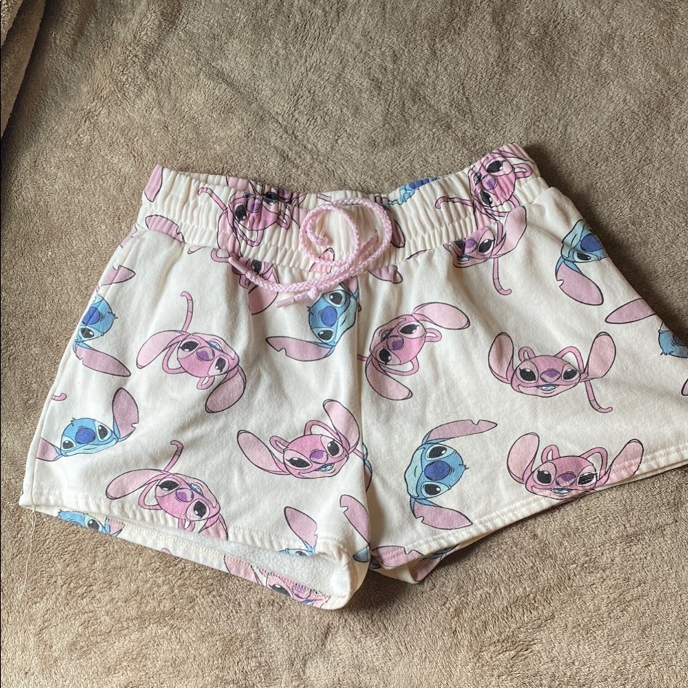 Disney High Waist Pink and White Stitch Shorts